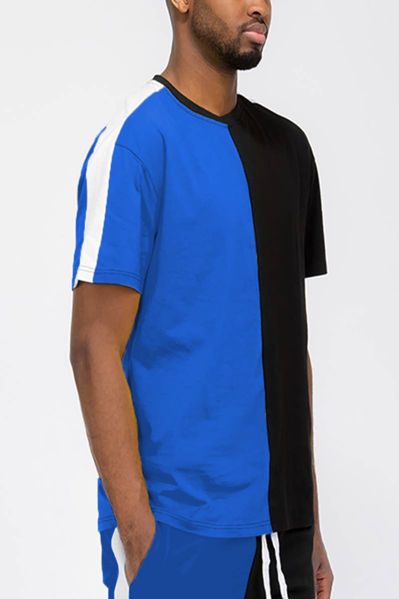 WEIV - Wholesale T-Shirt - Men's - Two Tone Slice Color Block Tshirt2