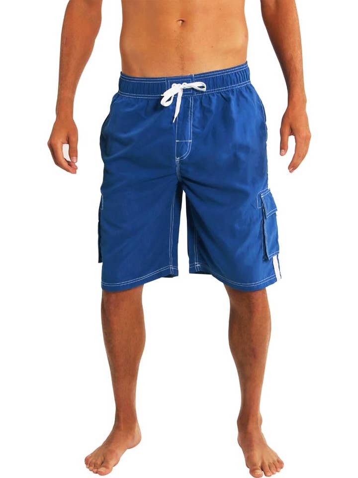 Eastern Off Price - Wholesale Swim Shorts - Men's - Norty Men Big Sizes 2X-5X Cargo Swim Suit Trunks 39966 Royal