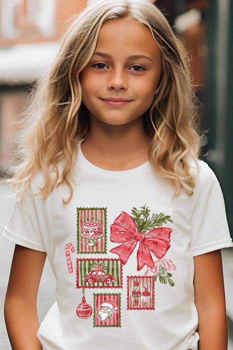 COLORBEAR - Vendita all'ingrosso Maglietta - Bambini - Maglietta Grafica per Bambini con Francobolli di Natale9