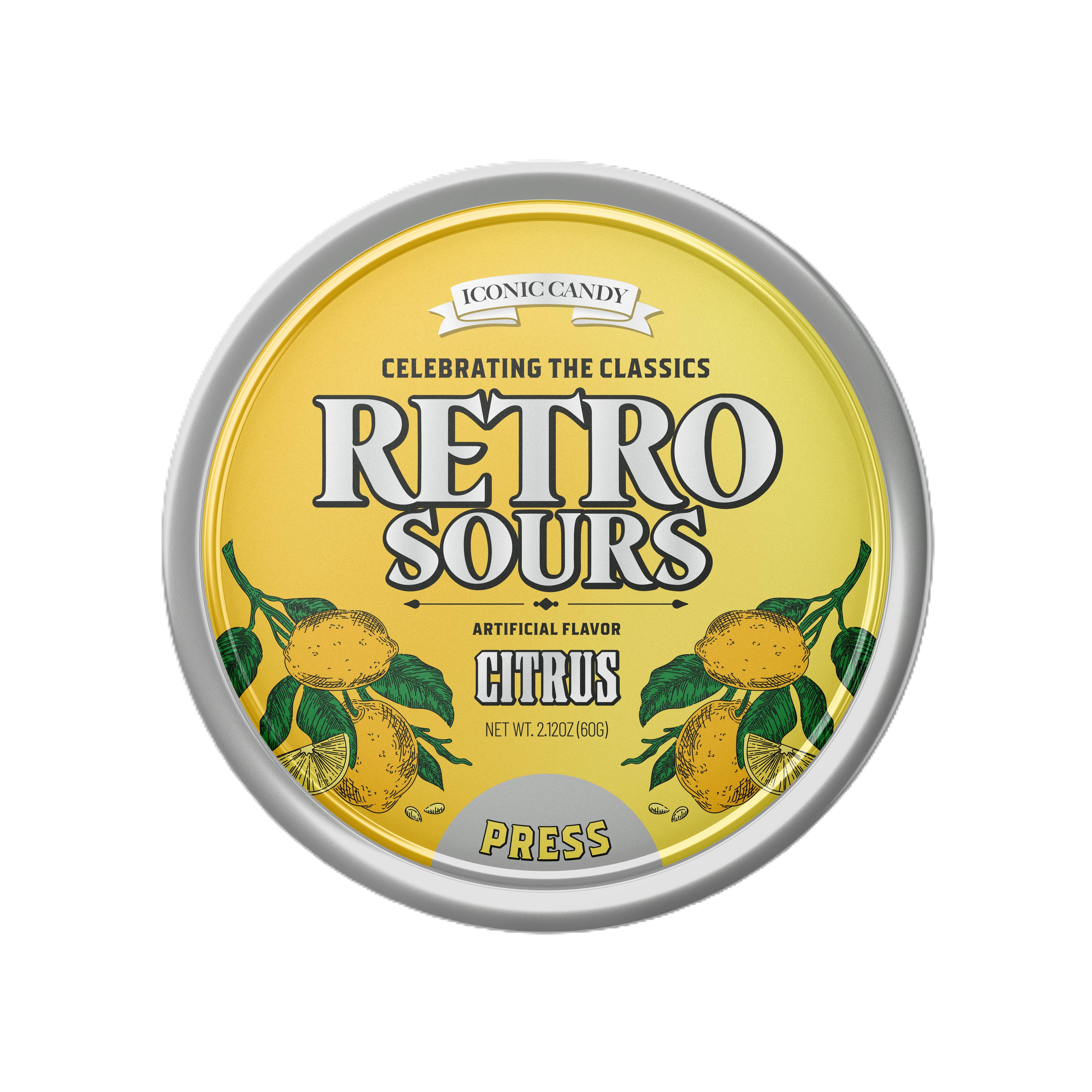 Grandpa Joe's Candy Shop - Wholesale Hard Candy - Retro Sours Citrus, 2.12oz Tin, 8ct1