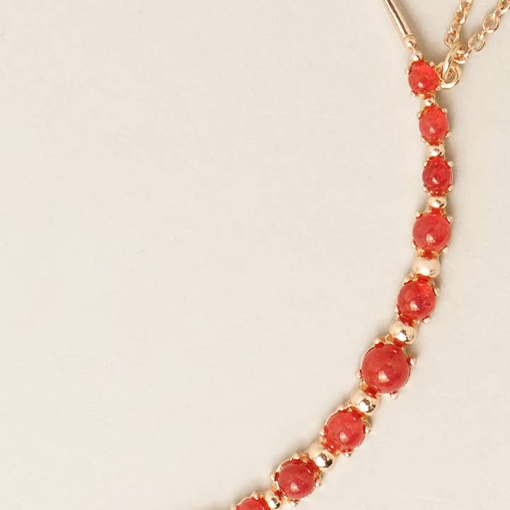 Fashion City - Wholesale Pendant/Charm Necklace - Moon Shaped Semi-Precious Stone Long Necklaces