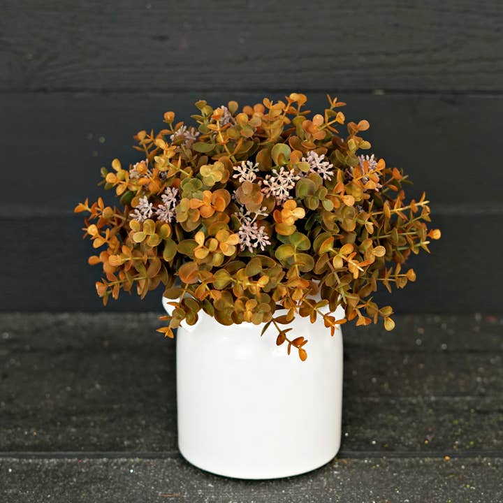 Impressive Enterprises, Inc. - Wholesale Artificial Flowers - 530106- Half Sphere-12inDx6inH-Fall Mix Seeded Eucalyptus-3