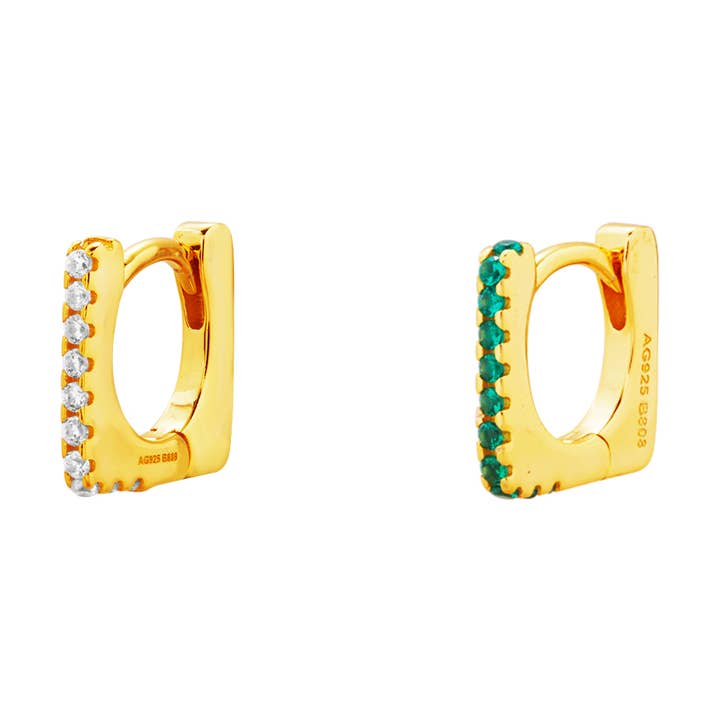 Boucles d'oreilles Carré - 10 mm - Zirconia pour la vente par Plata y Minerales