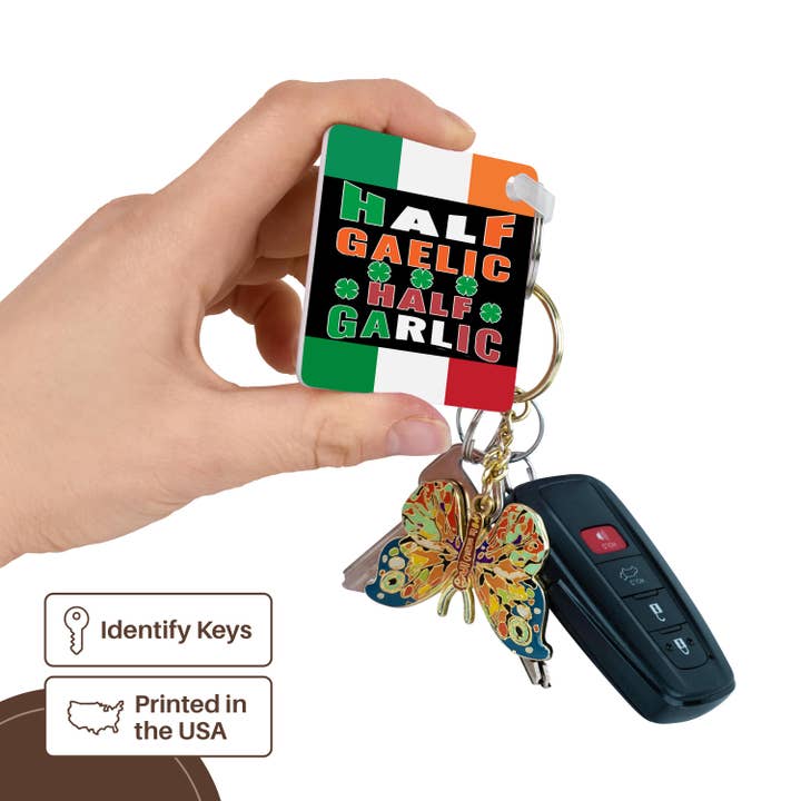 3dRose – Großhandel Schlüsselanhänger – Unisex – 3dRose, Halb Gälisch Halb Knoblauch Irisch Italienische Flagge Vierblättriges Kleeblatt, 3dramm, Schlüsselanhänger2