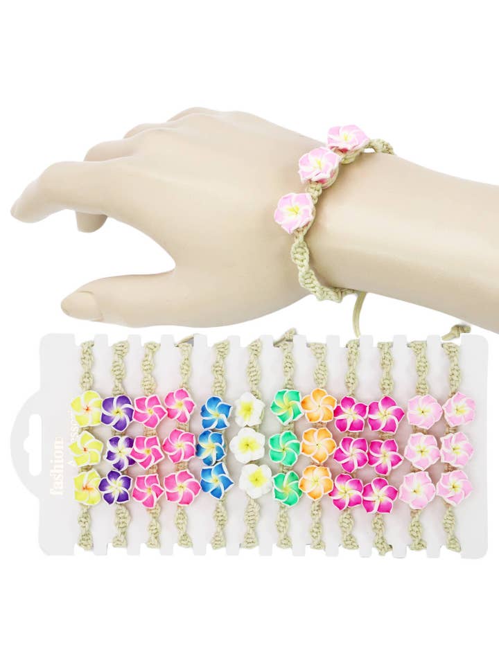 Hibiscus Flower Pendant Beaded Stretch Bracelet for wholesale by Cap Zone