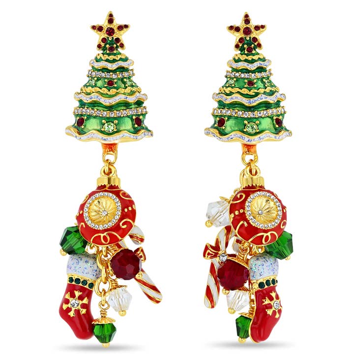 Pendientes con múltiples dijes con forma de árbol de Navidad para mujer, Ritzy Couture para venta al por mayor de Ritzy Couture by Esme Hecht
