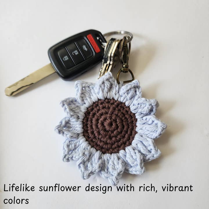 Handmade By Uruba - Wholesale Keychain – Women's - Handwoven Crocheted Sunflower Keychain, Vibrant Floral Charm10