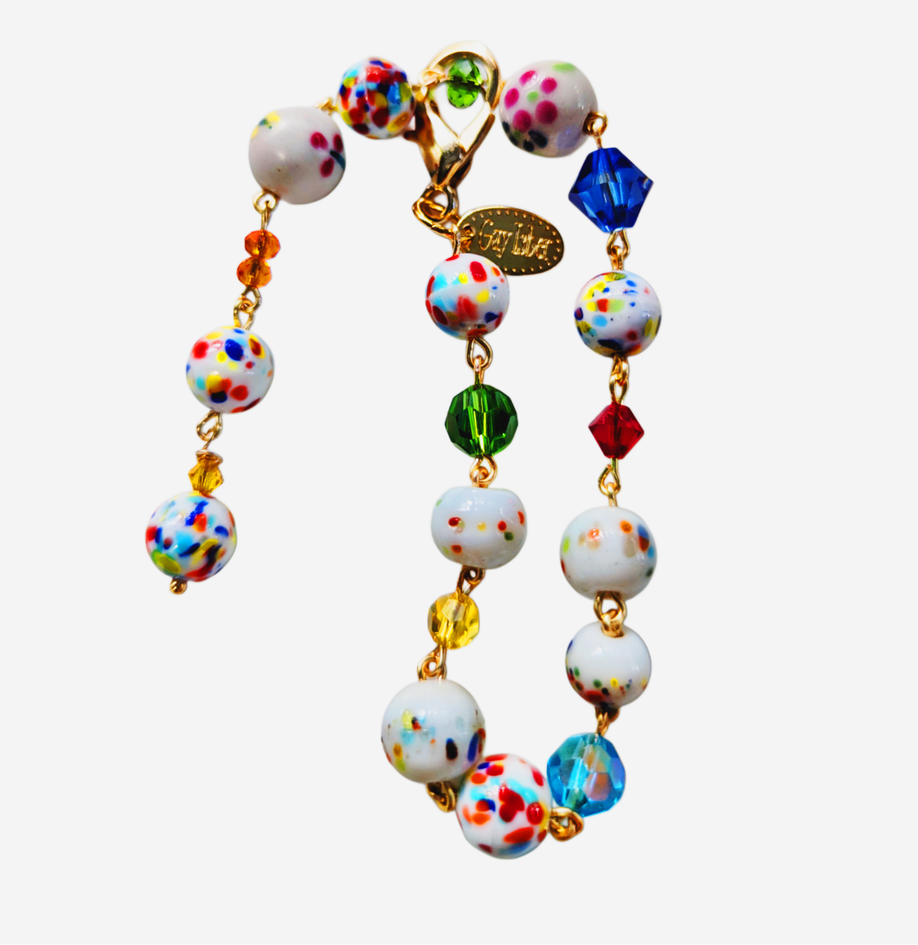 Gay Isber Designs – wholesale Beaded bracelet – Hand linked Rainbow Colorful Dot Porcelain Bead Bracelet with crystals - Classic and Timeless Design by Award-Winning Artist Sugar Gay Isber (Copy)5