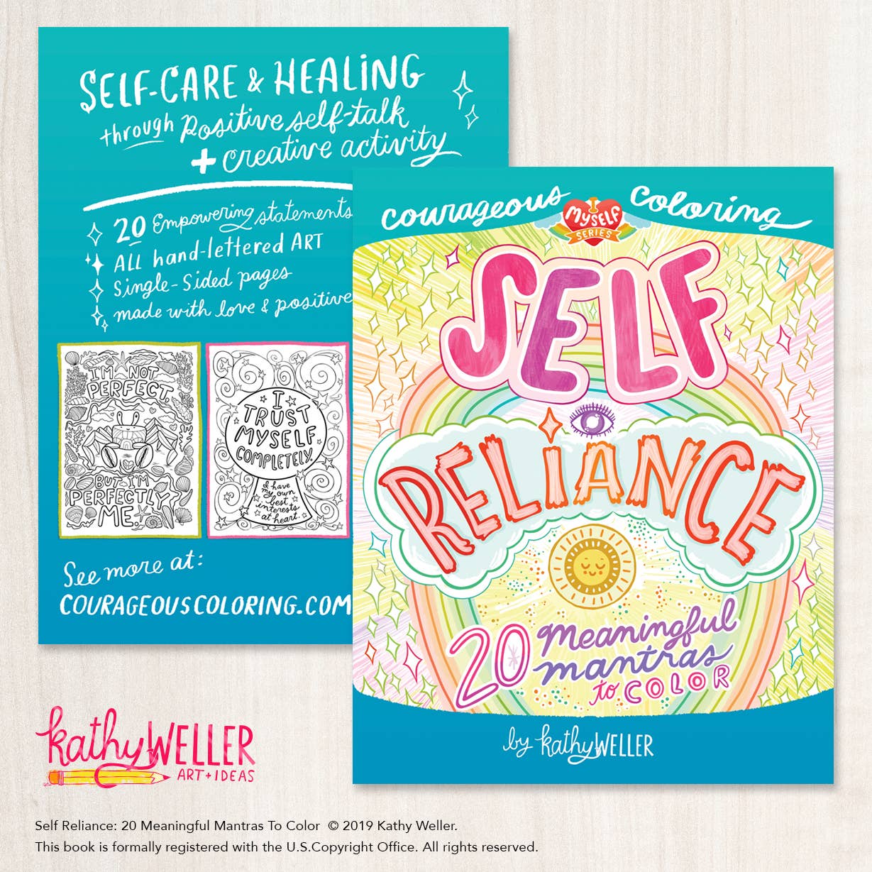 Kathy Weller Art+Ideas - Wholesale Coloring Book - Adult - Self Reliance Coloring Book for Self Love1