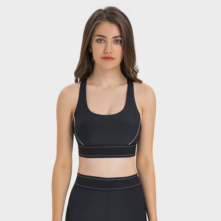 Women Color Block Adjustable Shoulder Strap Yoga Sport Bra for wholesale by Sodalemon