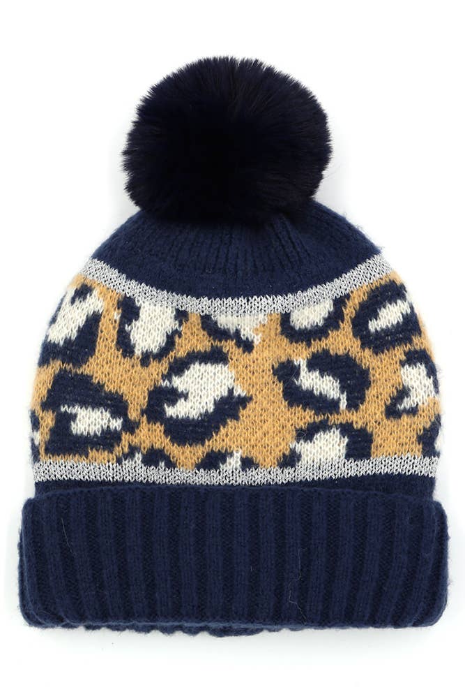Hana – wholesale Beanie – Women's – Leopard PomPom Beanie6