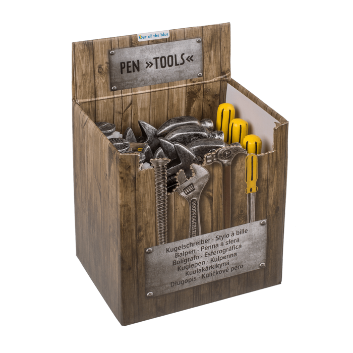 Out of the blue KG – Großhandel Stift – Schreibstifte „Werkzeug“, ca. 12 cm, Polyresin, 4 Sorten, 12 Stück im Display2