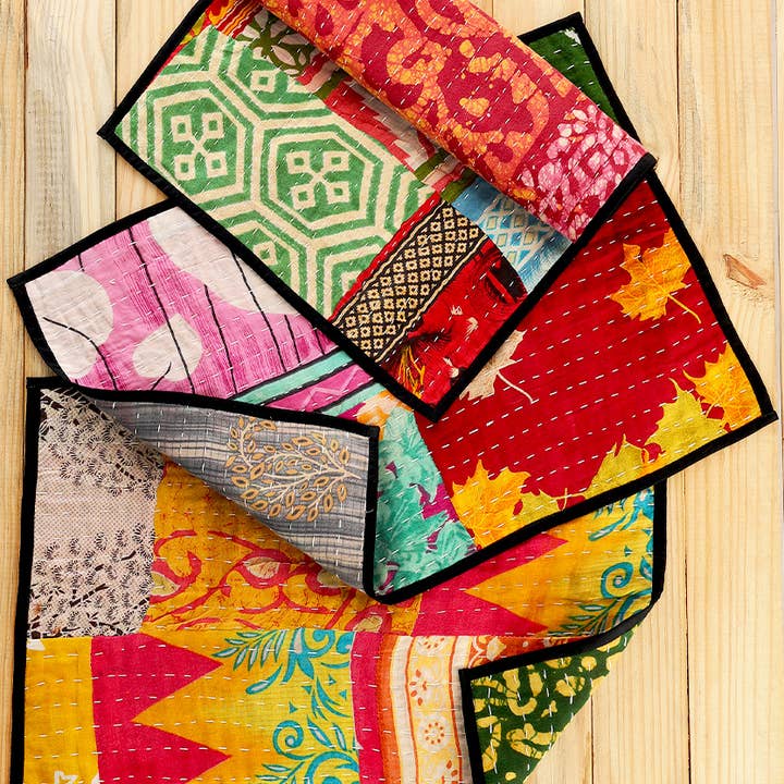 Sevya Handmade - Vente Sets de table - Sets de sets de table Kantha, lot de 4