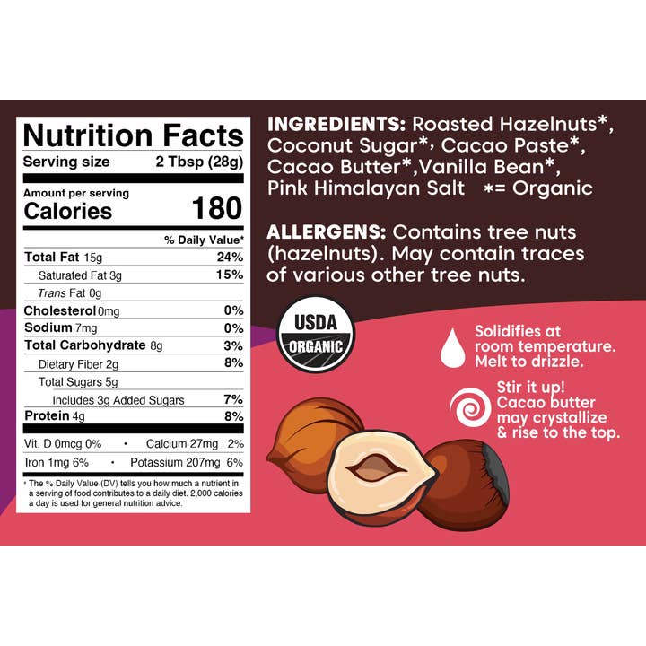 Wilderness Poets - Vente Beurres de noix - Beurre de noisettes au chocolat biologique2