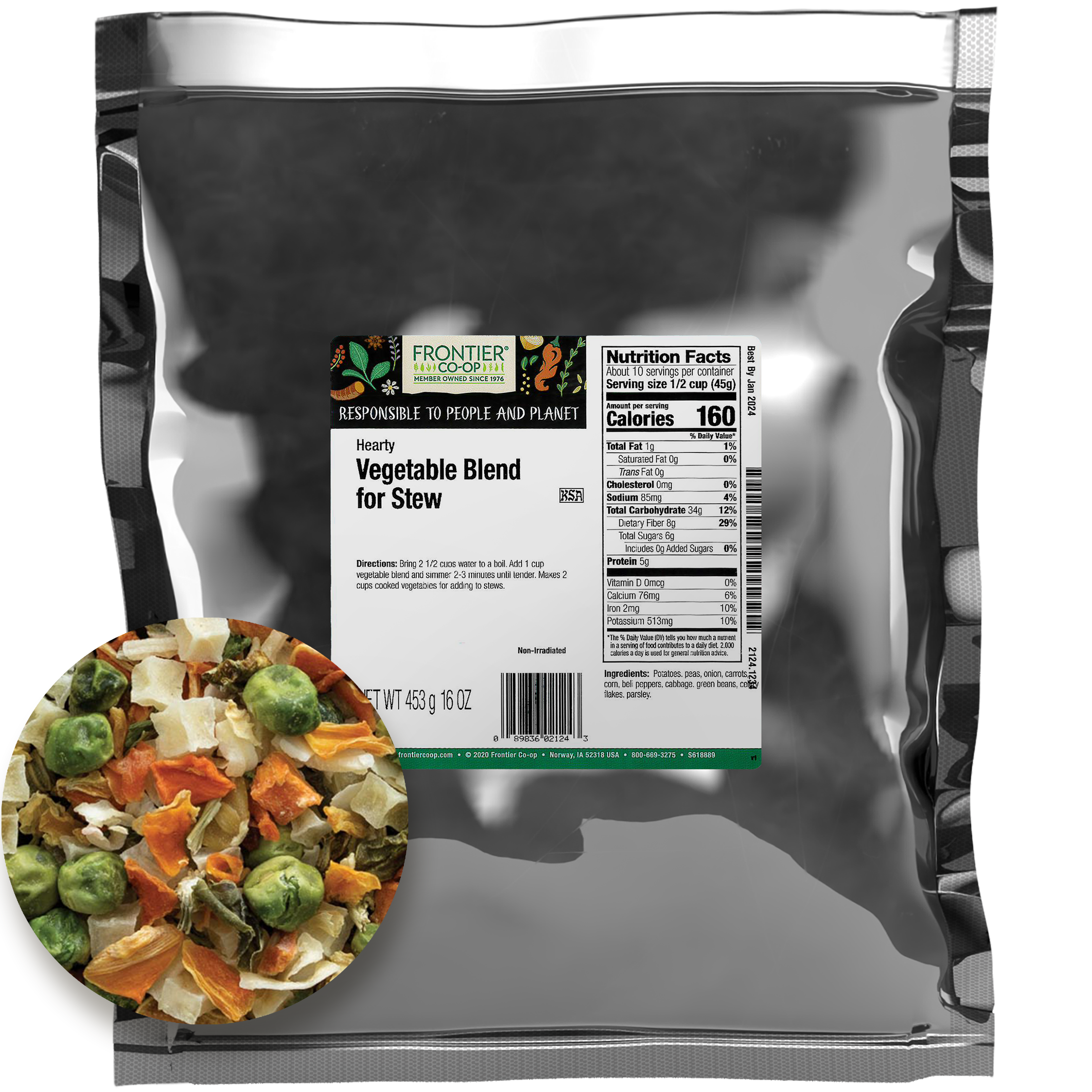 Frontier Co-op - Wholesale Dried/Dehydrated Vegetables - Hearty Vegetable Stew Blend, Dried Vegetables, Non GMO, 1 lb1