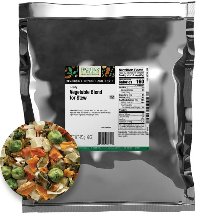 Frontier Co-op - Wholesale Dried/Dehydrated Vegetables - Hearty Vegetable Stew Blend, Dried Vegetables, Non GMO, 1 lb1