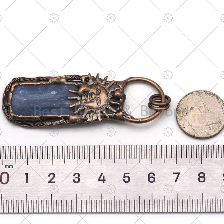 BestBeads&Beyond - Wholesale Individual Charm/Pendant - New!!! Blue Kyanite with Sunflower Pendant, Sku#YT114