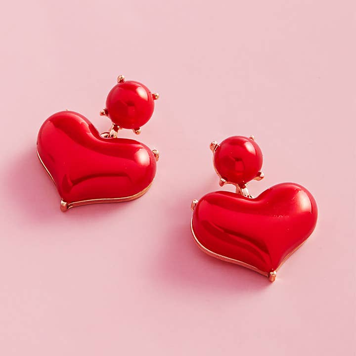 Pearl Finish Heart Drop Earrings for wholesale by Sensibling Corp.