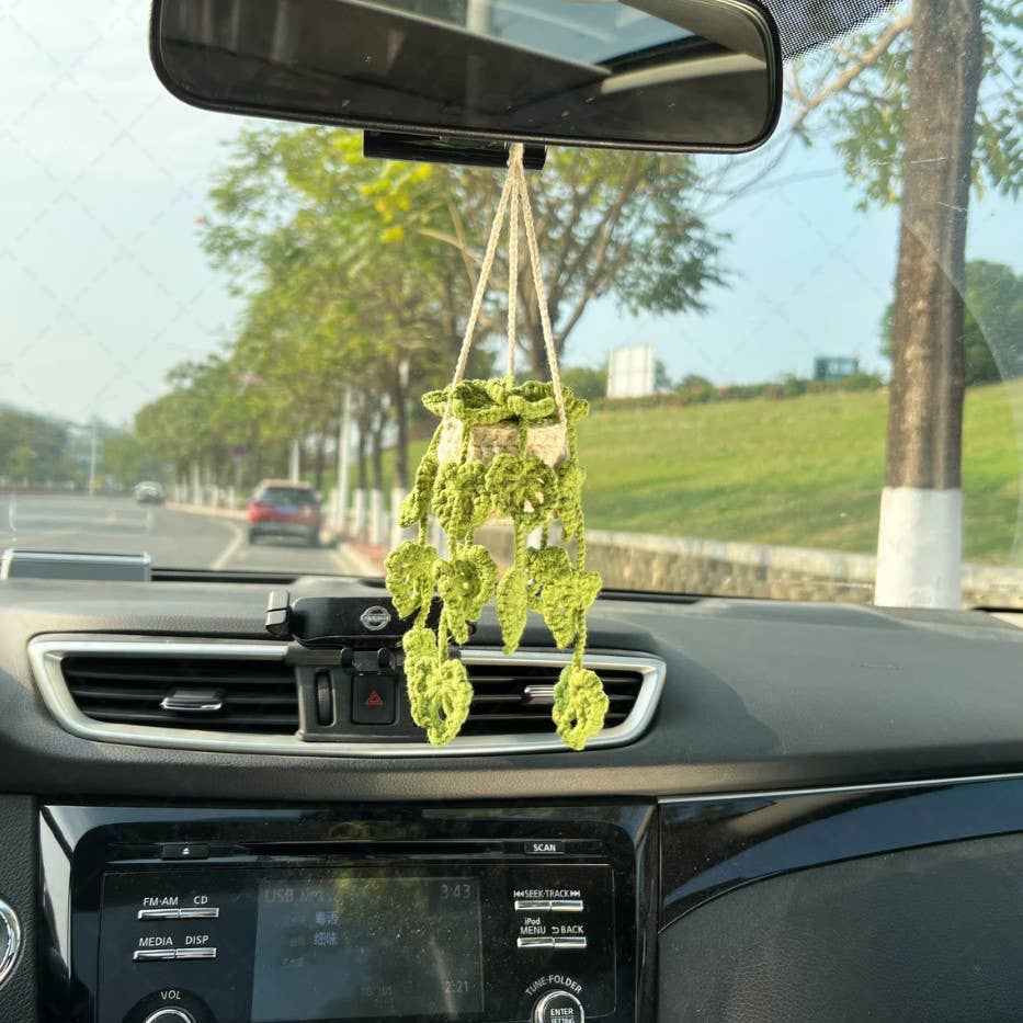 TOMOPOD LLC – wholesale Car Decorative Charm - Unisex – Crochet Monstera Plant, Car Plant Hanging, Plant Lover Decor2