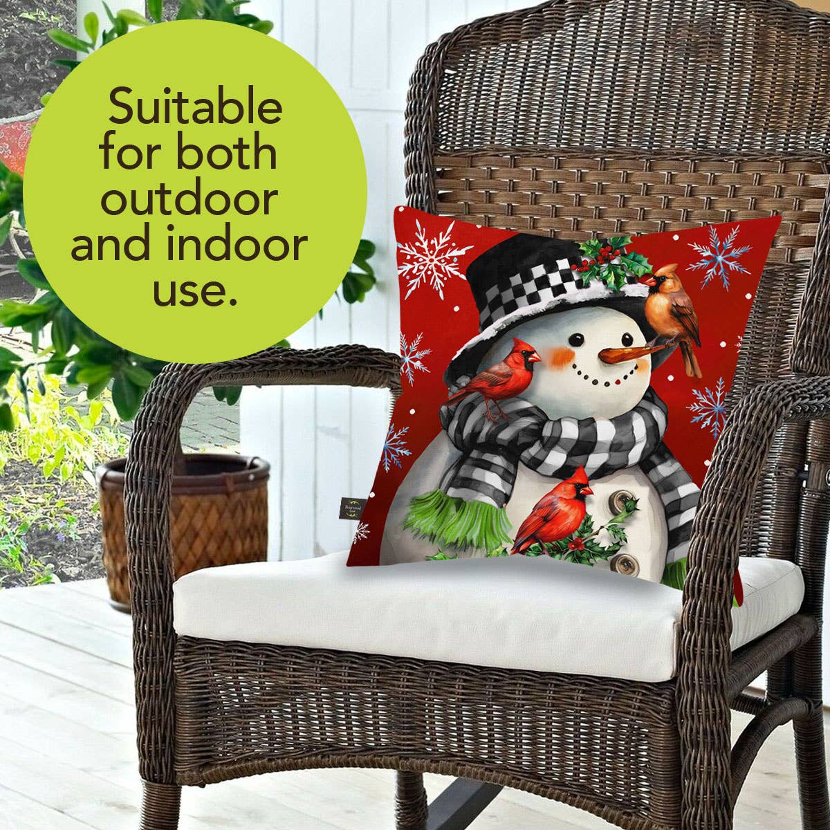 Briarwood Lane - Wholesale Throw/Decorative Pillow - Snowman With Cardinals Indoor/Outdoor Pillow2