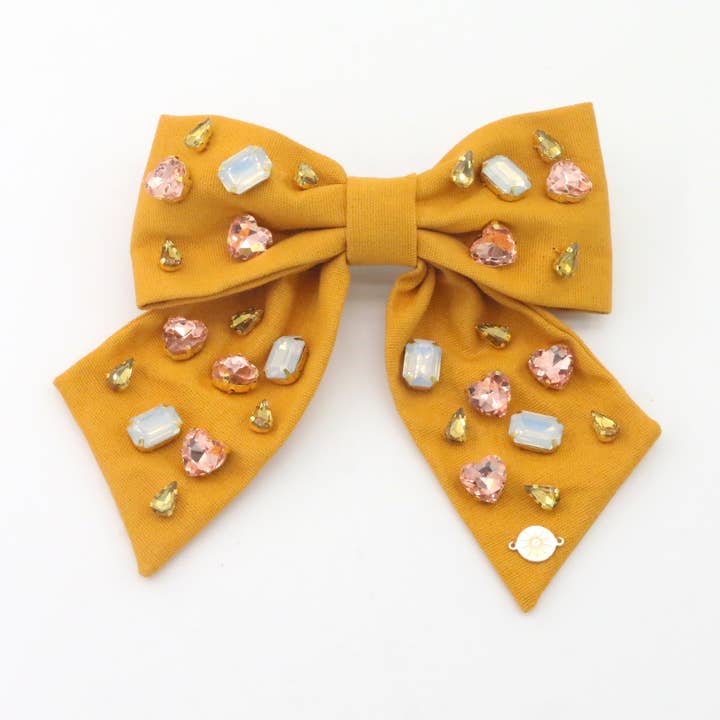 Autumn Gold Hair Bow Barrette for wholesale by Jessica Santander