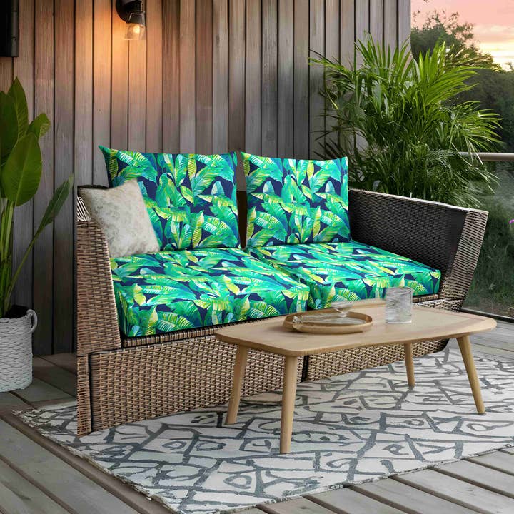 Rockin Cushions - Wholesale Outdoor Chair - Navy Green Banana Leaf Outdoor Slip Covers, Compatible with IKEA Arholma Kuddarna