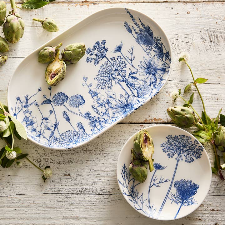 Caskata - Wholesale Platter - Summer Blues Large Coupe Oval Platter