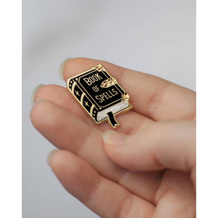 Shannon Talbott - Wholesale Lapel Pin/Button - Book of Spells Witchy Spellbook Enamel Pin - Gold2