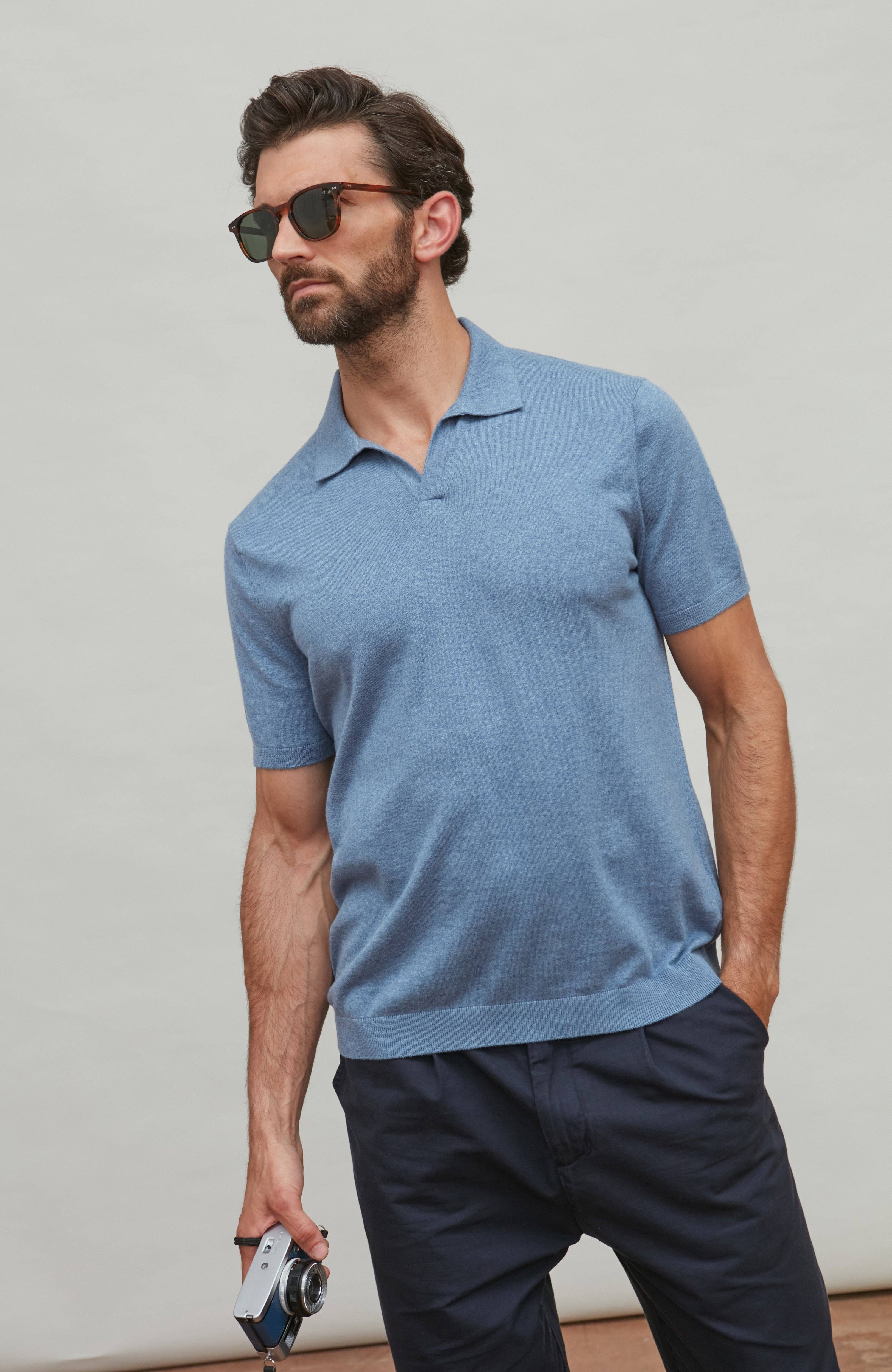 Paul James Knitwear - Wholesale Polo - Heren - Heren Ultra Fijne Katoenen Poloshirt Zonder Knopen22