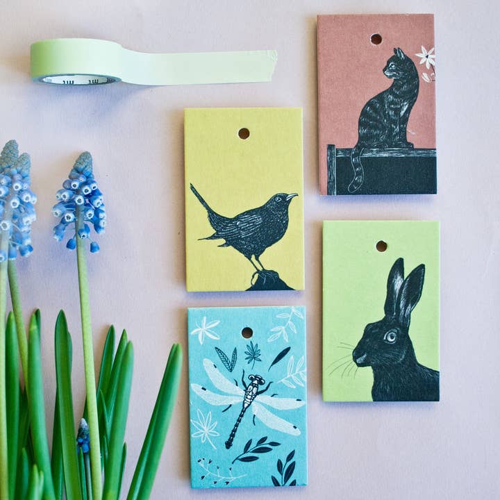 Katja Rub - Wholesale Gift Tag - Gift tags with animal illustrations, set of 4 pieces4