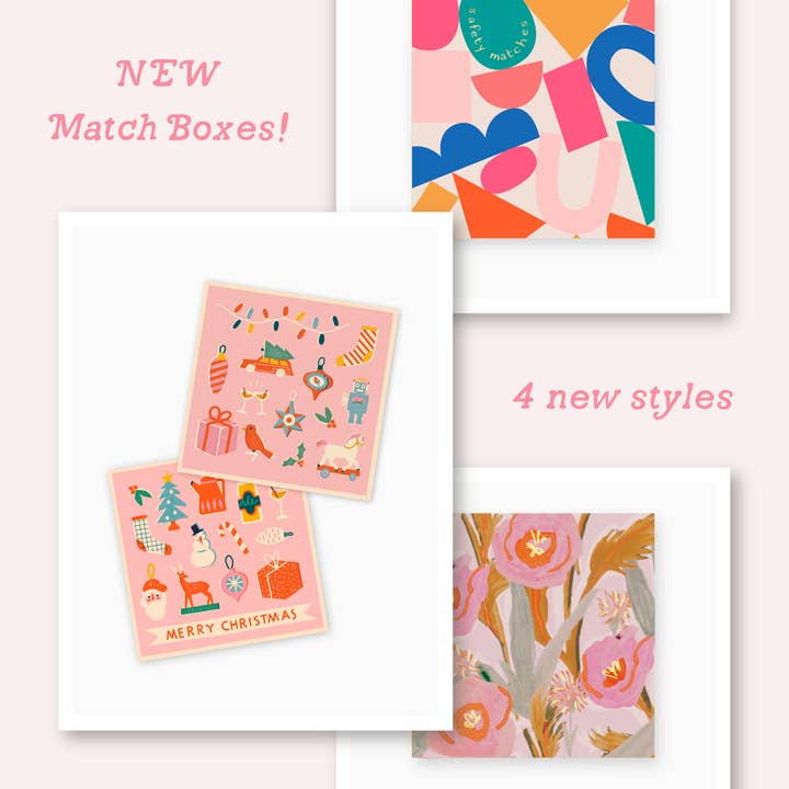 Frankie & Claude - Wholesale Matches - Decorative Matchbox – Pink Vintage Christmas Design5