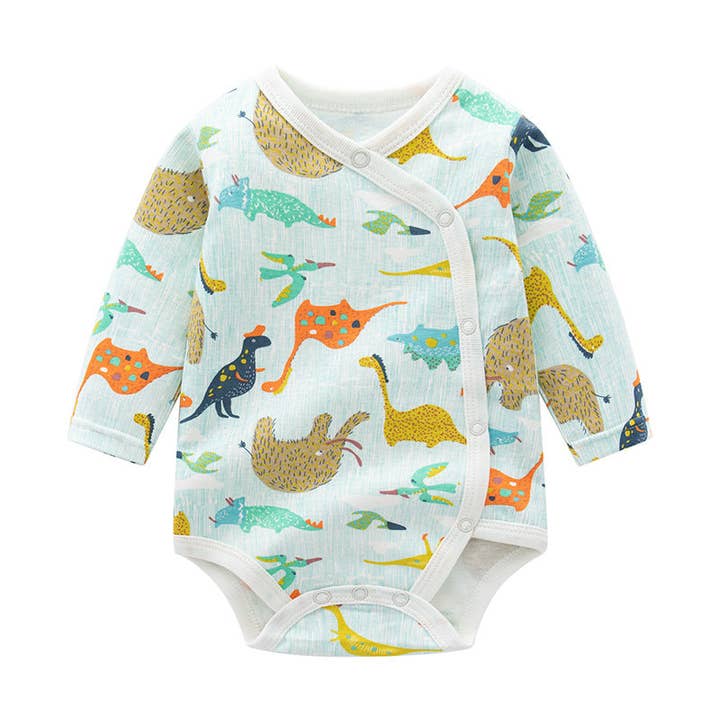 Baby Cartoon Print Pattern Side Button Design Long Sleeve bodysuit for wholesale by MyKids-USA®