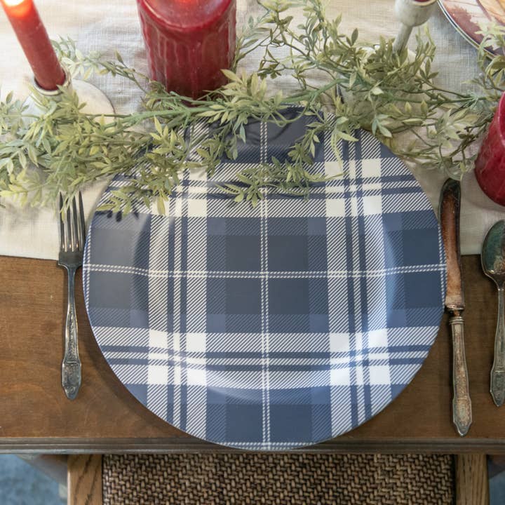 Ragon House - Wholesale Charger Plate - BLUE PLAID CHARGER