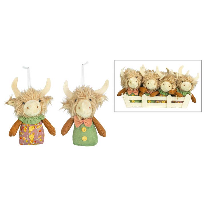Spring Flowers Highland Cow Ornament Tray (2 Assorted) for wholesale by Hanna's Handiworks