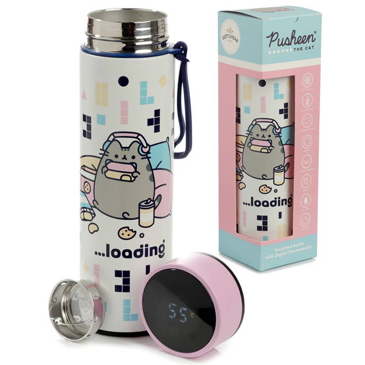 Puckator EU - Wholesale Insulated Mug/Tumbler - Pusheen Cat Gaming Thermal Bottle Digital Thermometer 450ml
