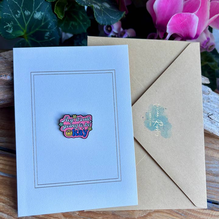 Olá, é tudo... Distintivo de Alfinete de Esmalte com Cartão de Mensagem por atacado de Ocean Ripples