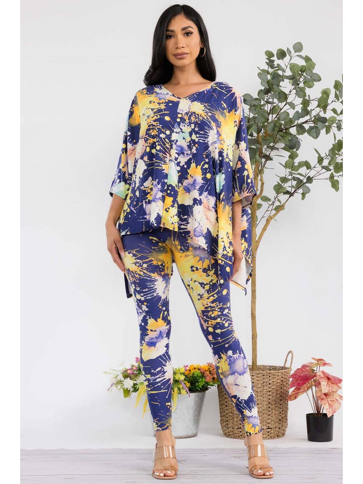 H&H Fashion Inc. - Wholesale Top & Pant Set (NOT Loungewear) - Women's - HH637R-PAINT - 2 PC Top and Bottom Set