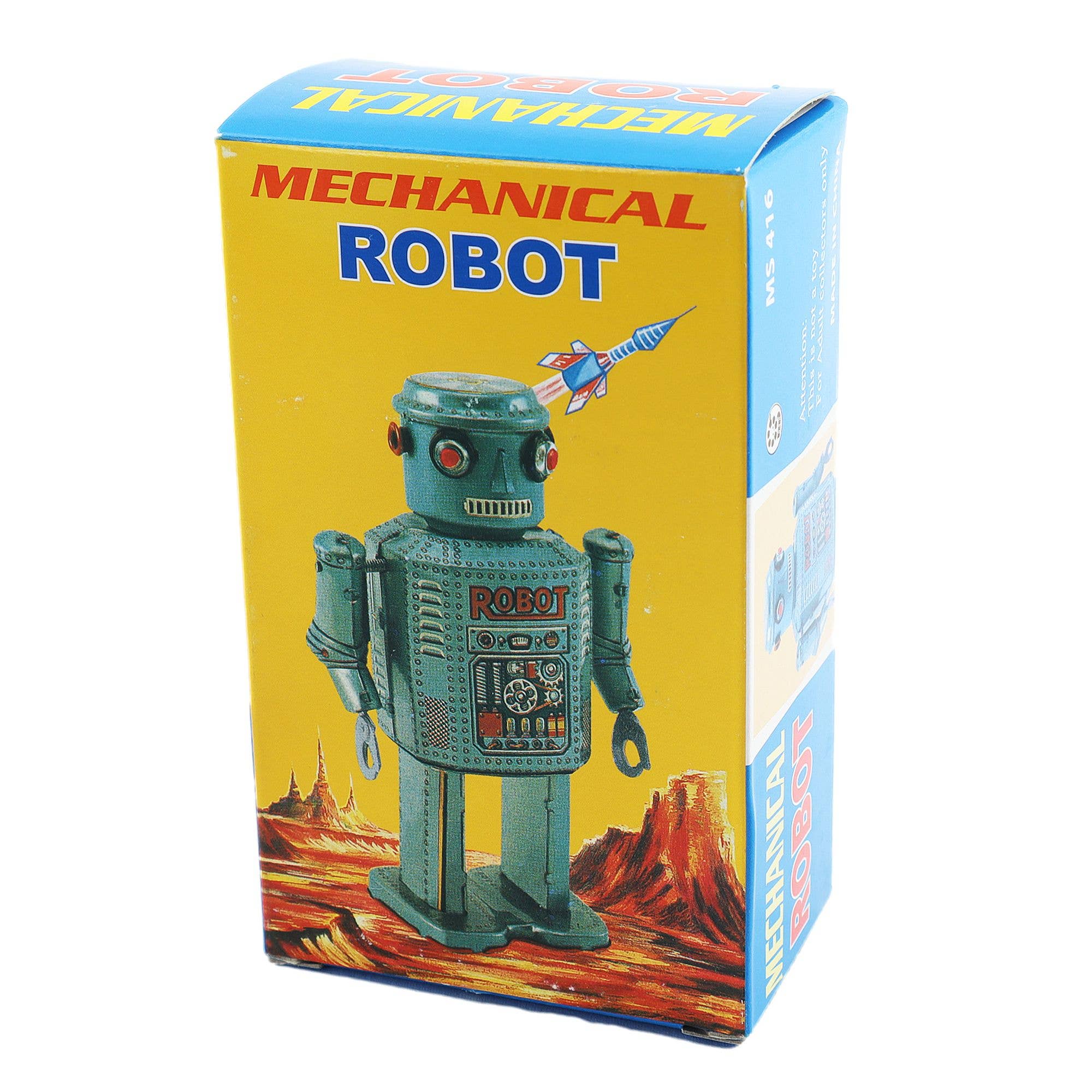 Tribal Trade GmbH - Vendita all'ingrosso Giocattolo a carica manuale - Bambini - Robot meccanico in lamiera azzurro chiaro3