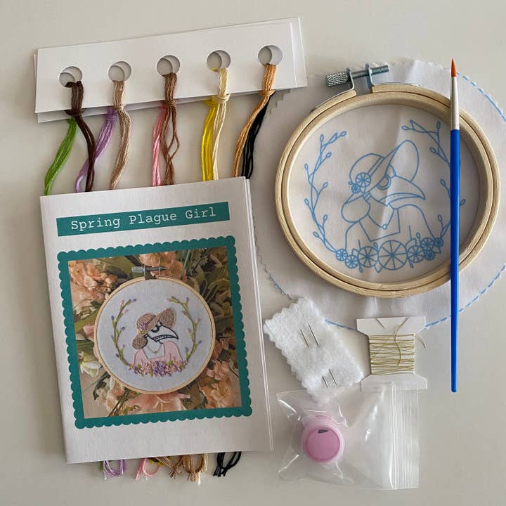 Stitches By Tiff - Wholesale Embroidery/Cross Stitch Supplies - Spring Plague Doctor Girl Craft DIY Embroidery Kit