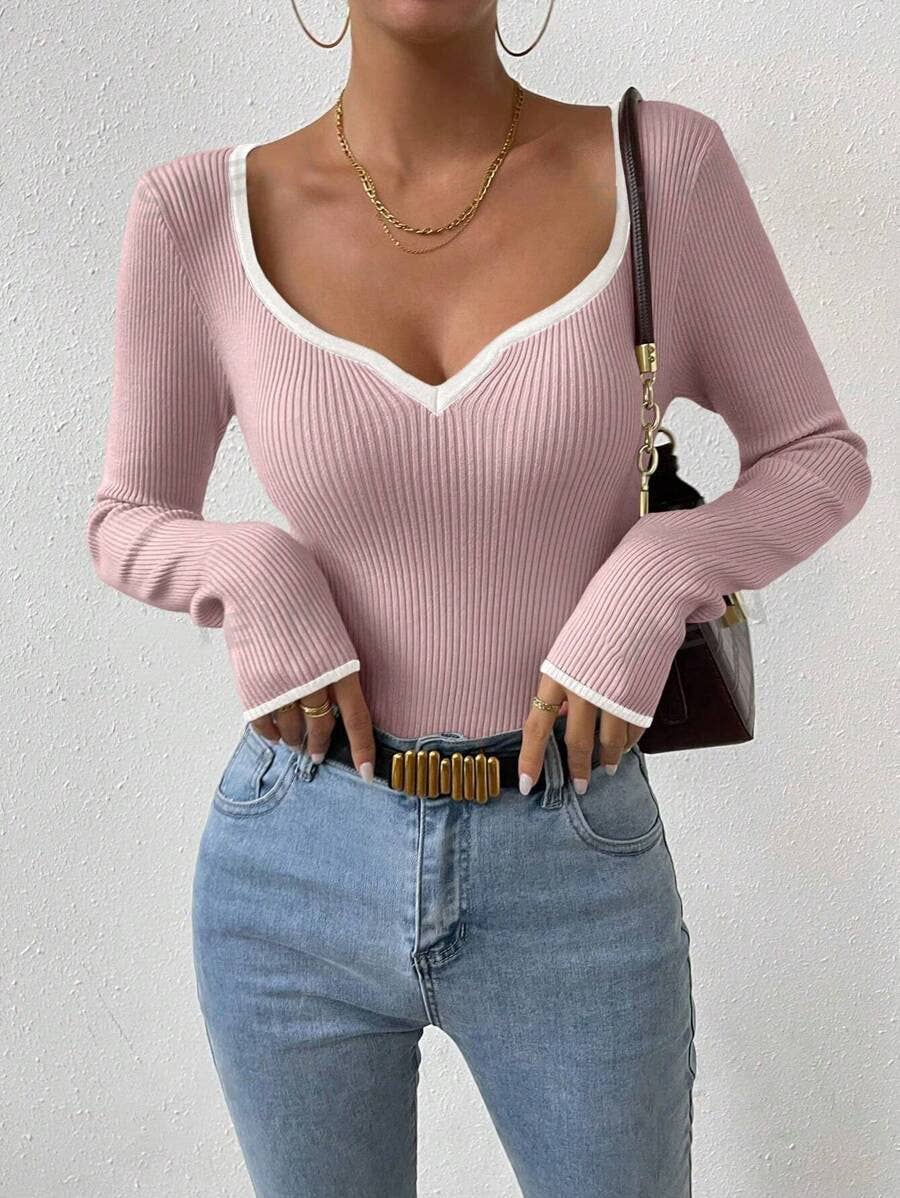 Miss Sparkling - Wholesale Knit Top - Women's - Ribbed long sleeve top1