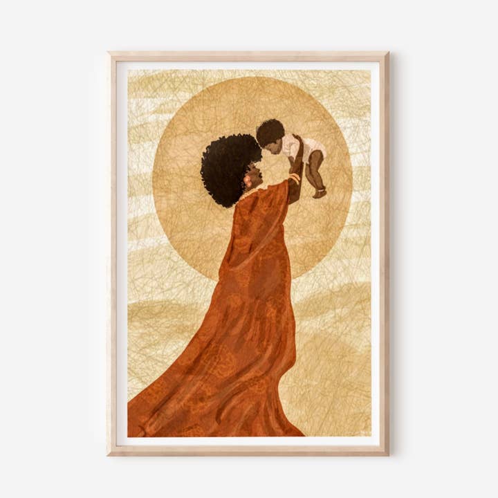 Ilustración mural de The Cherish - Madre africana para venta al por mayor de Organique Rita | Art Prints & Stationary