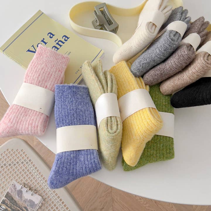 Funkyrel® Atzbranding Limited - Wholesale Socks - Women's - Rufia - Thickened Solid Color Wool Blend Socks