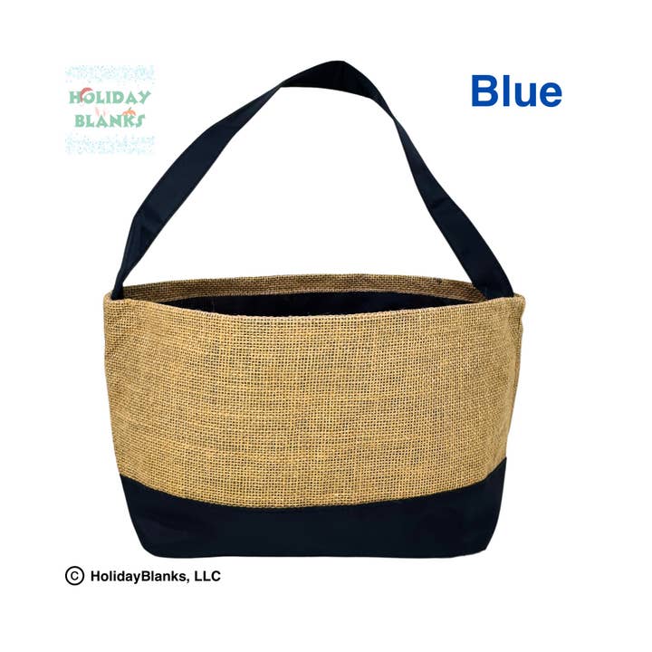 Holiday Blanks - Wholesale Basket - Large burlap Easter basket embroidery blanks