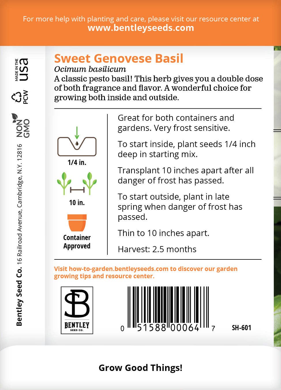 Bentley Seed Co. - Wholesale Plant Seeds - Basil, Genovese Sweet Seed Packets1