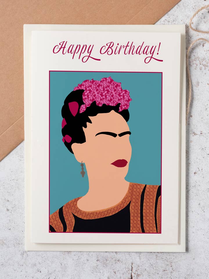 „Happy Birthday” Frida Kahlo wenskaart voor wholesale door The Arty Hand