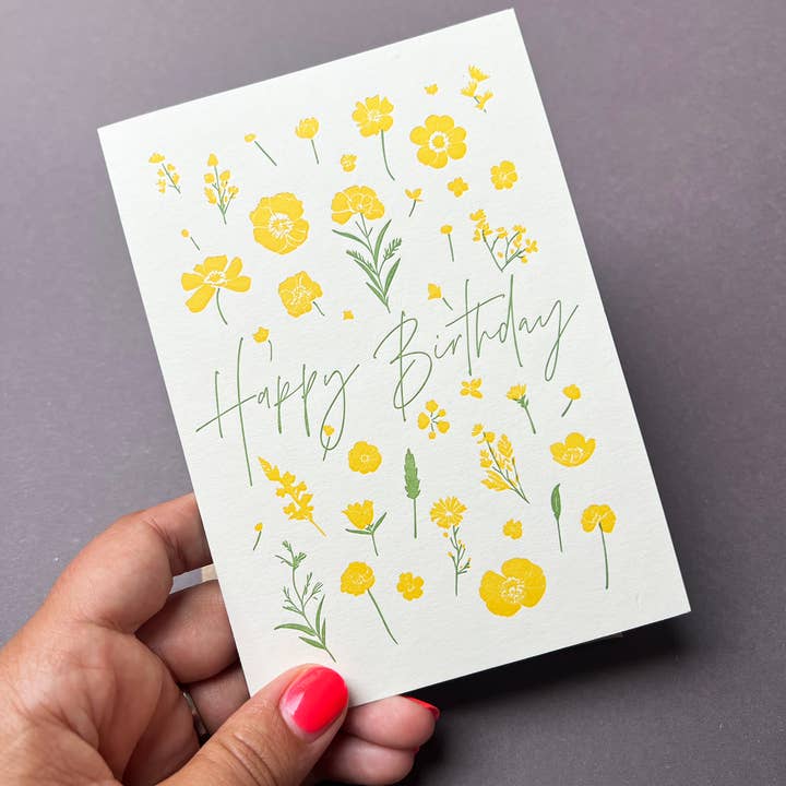 Penguin Ink - Wholesale Birthday card - Flower press Birthday Card | Letterpress Birthday Day Card5