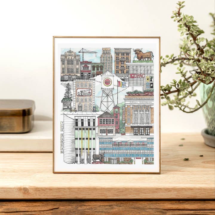 Papermill Creative - Wholesale Art Print - Downtown Durham, North Carolina watercolor art print1