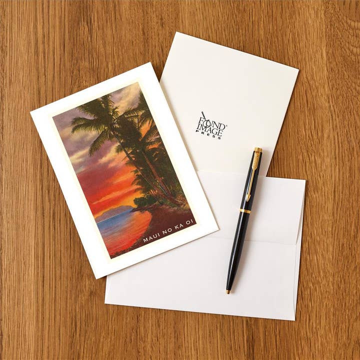 Found Image Press - Wholesale Stationery/notecard set - Greeting Card HI-368 Maui No Ka Oi, Sunset on Lagoon1