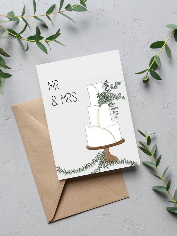 "Mr. & Mrs." Wedding Card | 4.25x5.5" Card for wholesale by Upstate Design Studio