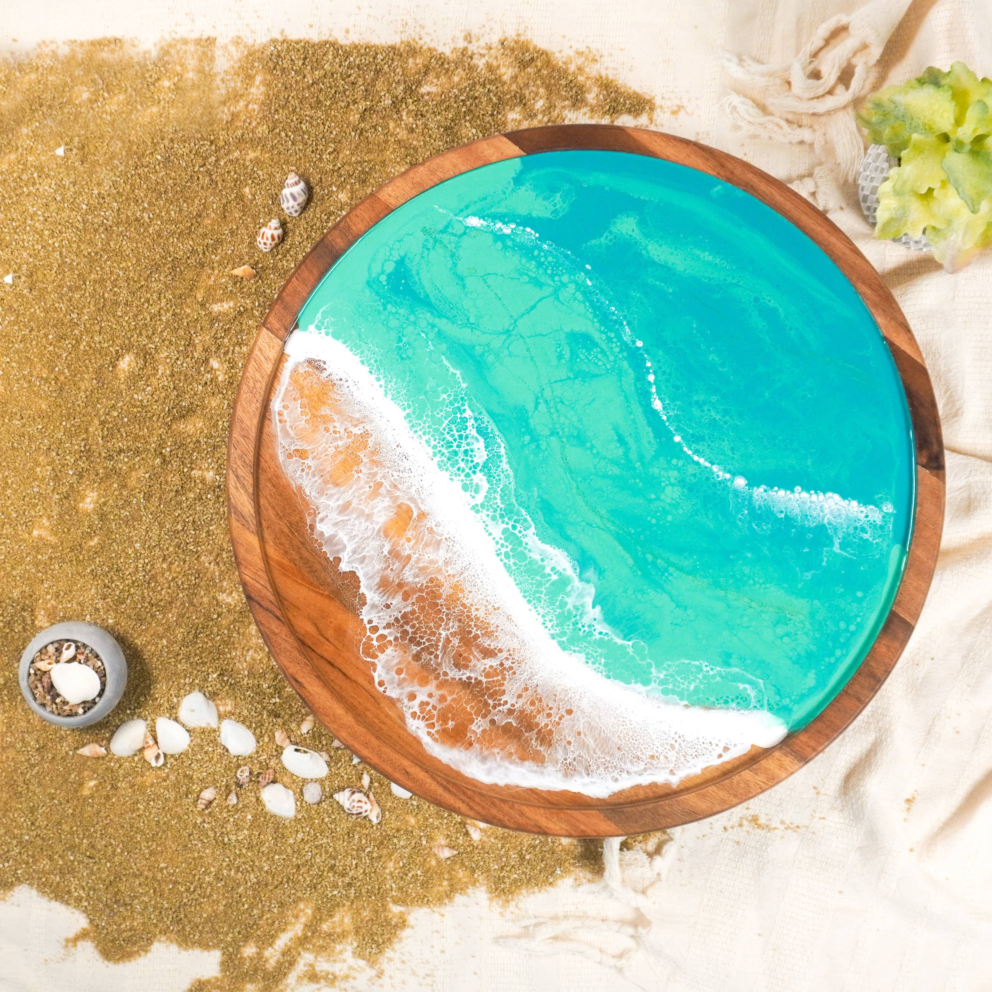 Lynn & Liana Designs - Vente Plateaux de service - Plateau tournant en résine de bois d'acacia - Lazy Susan 16" SANS TARIFS !6